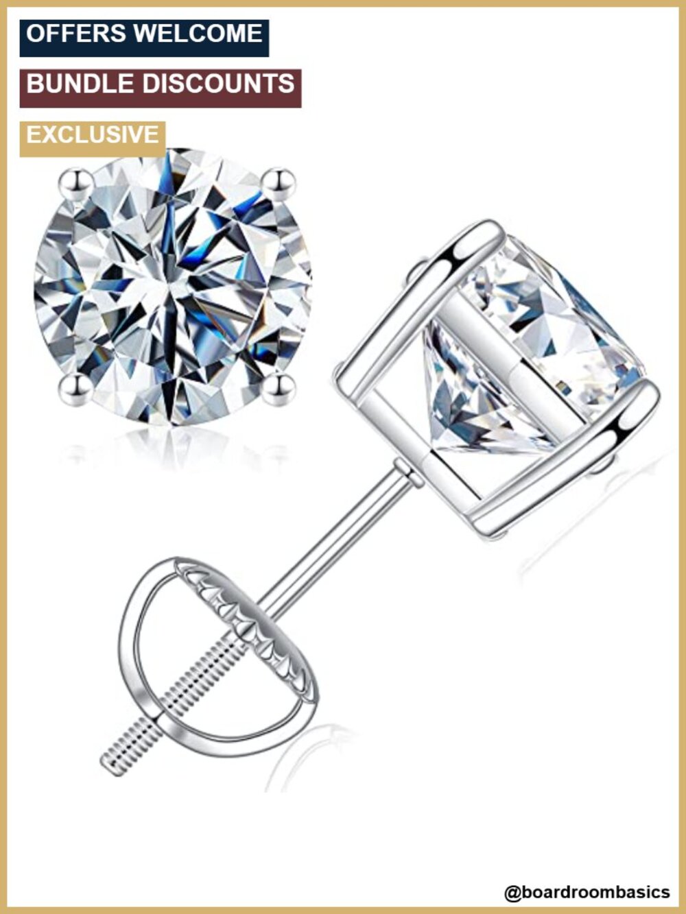 Moissanite Screw Back Stud Earrings 925 Sterling Silver Jewelry